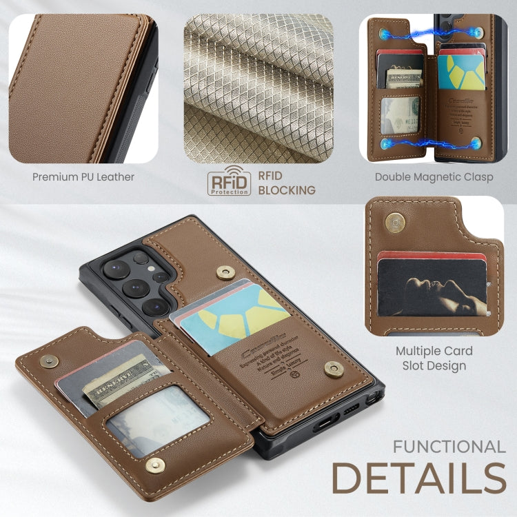 For Samsung Galaxy S24 Ultra 5G CaseMe C22 PC+TPU Business Style RFID Anti-theft Leather Phone Case(Brown) - Galaxy S24 Ultra 5G Cases by CaseMe | Online Shopping South Africa | PMC TechLife | Buy Now Pay Later Mobicred