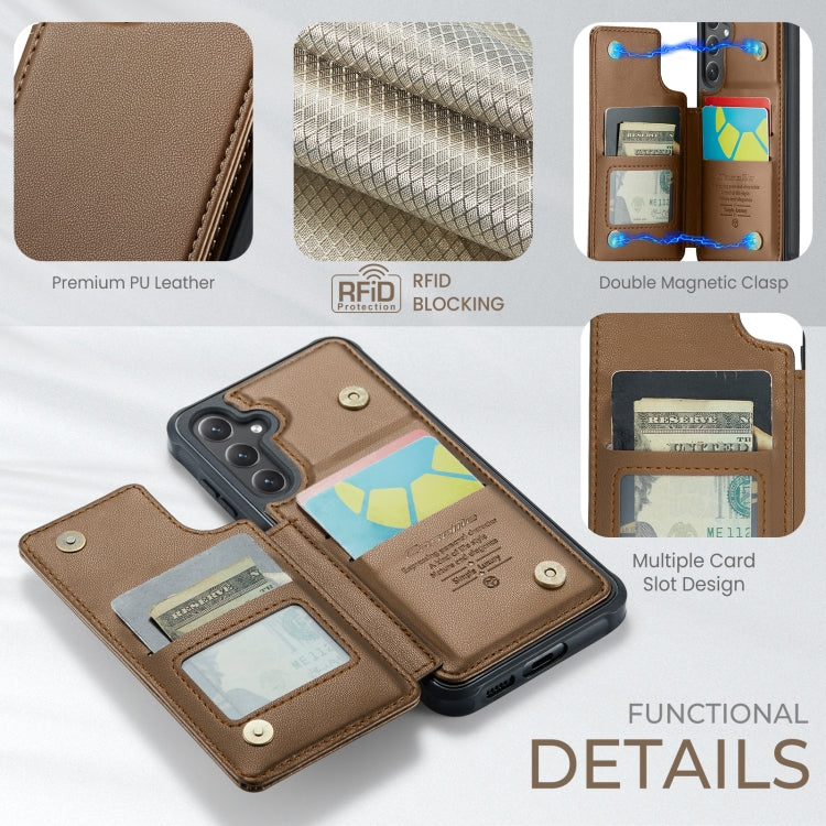 For Samsung Galaxy S24 5G CaseMe C22 PC+TPU Business Style RFID Anti-theft Leather Phone Case(Brown) - free shipping - PMC Jewellery - Order now!
