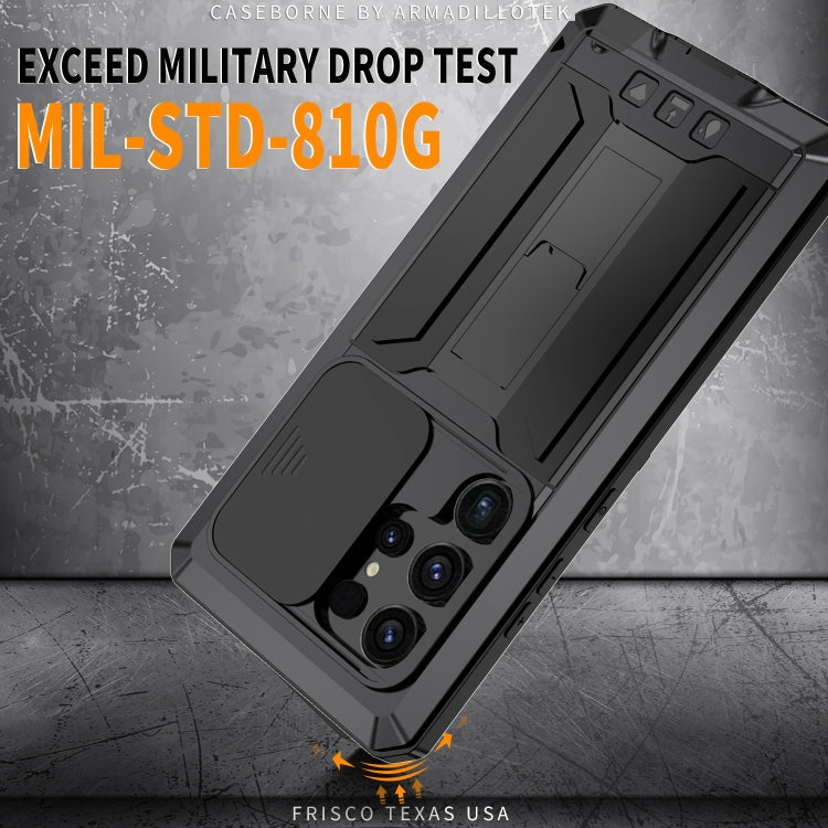 For Samsung Galaxy S24 Ultra 5G R-JUST Sliding Camera Life Waterproof Holder Phone Case(Black) - Galaxy S24 Ultra 5G Cases by R-JUST | Online Shopping South Africa | PMC TechLife | Buy Now Pay Later Mobicred