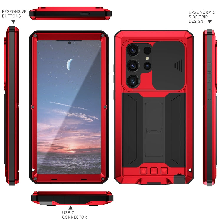 For Samsung Galaxy S24 Ultra 5G R-JUST Sliding Camera Life Waterproof Holder Phone Case(Red) - free shipping - PMC Jewellery - Order now!