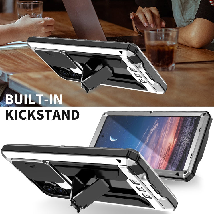 For Samsung Galaxy S24 Ultra 5G R-JUST Sliding Camera Life Waterproof Holder Phone Case(Silver) - Galaxy S24 Ultra 5G Cases by R-JUST | Online Shopping South Africa | PMC Jewellery | Buy Now Pay Later Mobicred