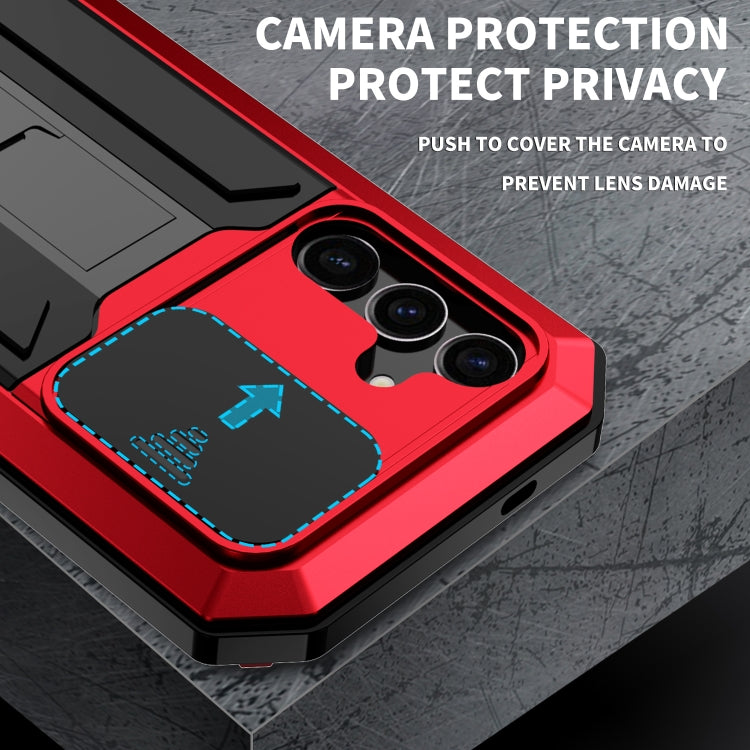 For Samsung Galaxy S24+ 5G R-JUST Sliding Camera Life Water-resistant Holder Phone Case(Red)