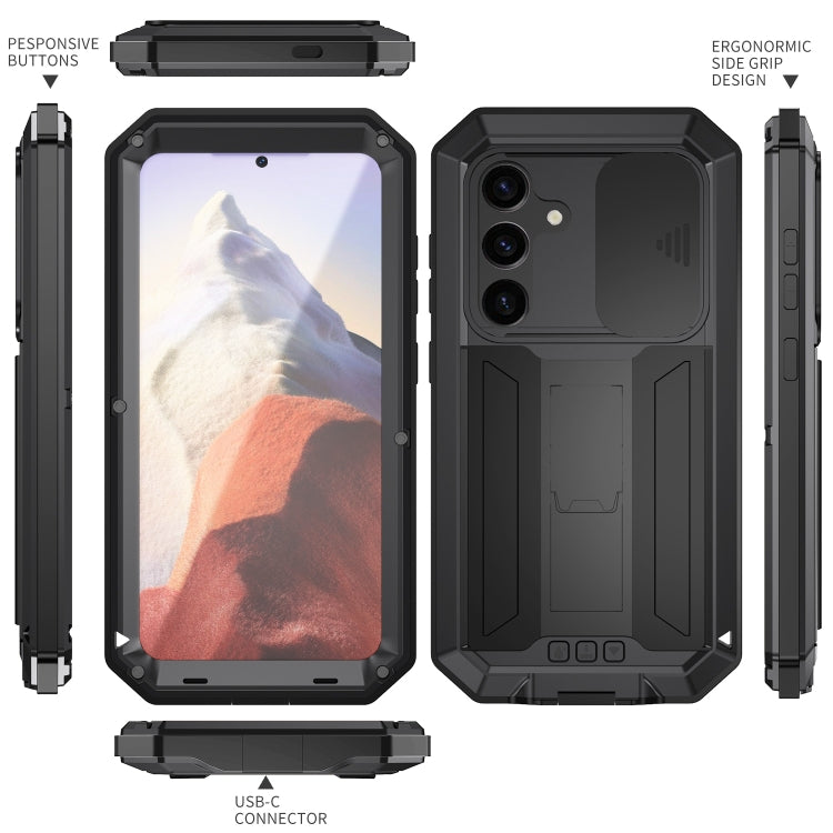 For Samsung Galaxy S24 5G R-JUST Sliding Camera Life Waterproof Holder Phone Case(Black) - free shipping - PMC Jewellery - Order now!