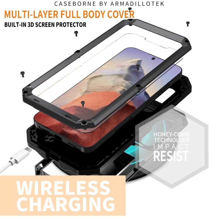 For Samsung Galaxy S24 5G R-JUST Sliding Camera Life Waterproof Holder Phone Case(Black) - free shipping - PMC Jewellery - Order now!
