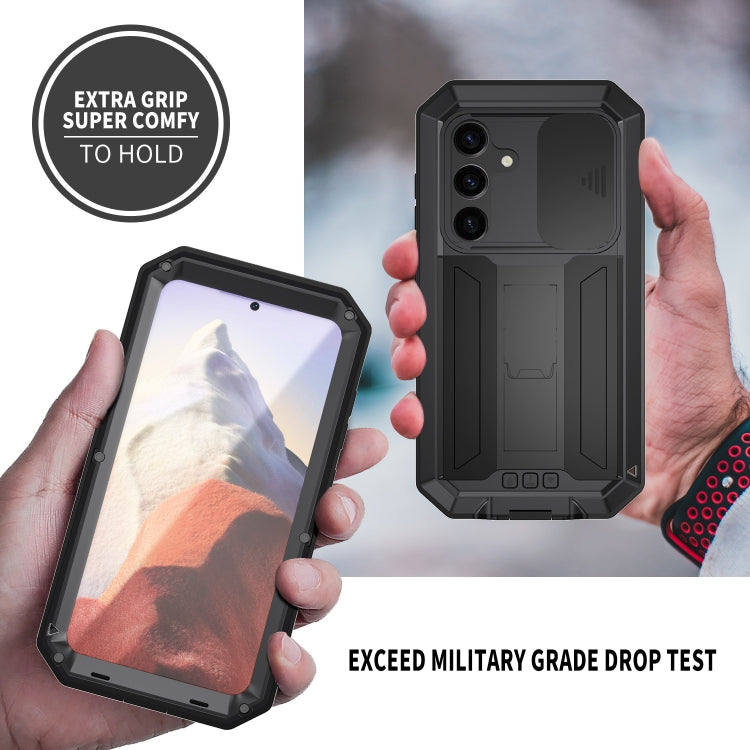 For Samsung Galaxy S24 5G R-JUST Sliding Camera Life Waterproof Holder Phone Case(Black) - free shipping - PMC Jewellery - Order now!