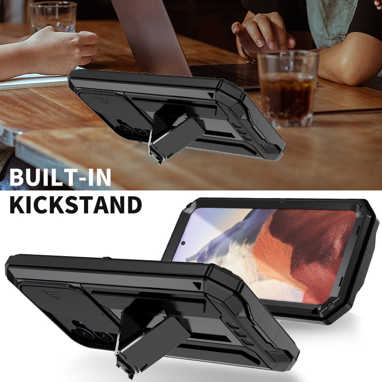 For Samsung Galaxy S24 5G R-JUST Sliding Camera Life Waterproof Holder Phone Case(Black) - free shipping - PMC Jewellery - Order now!