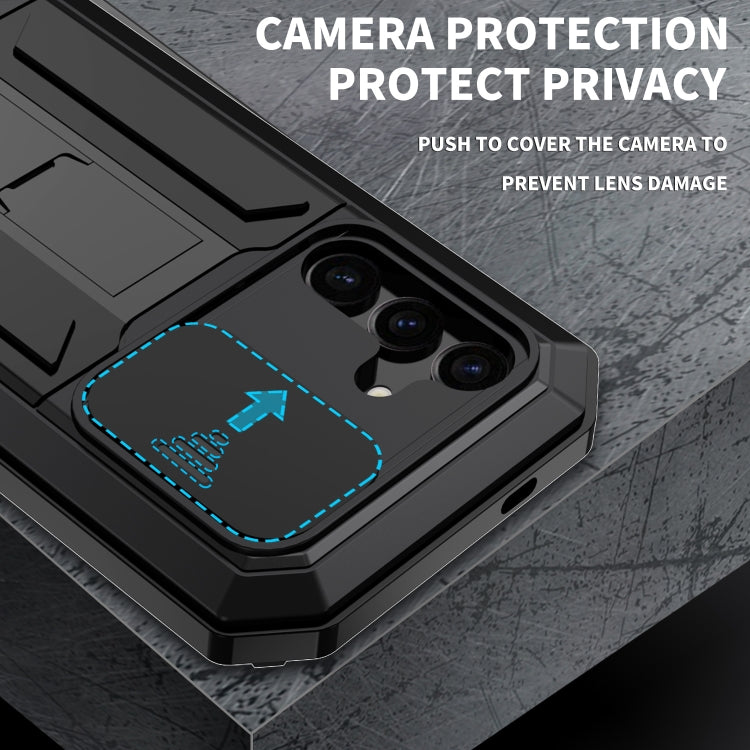 For Samsung Galaxy S24 5G R-JUST Sliding Camera Life Waterproof Holder Phone Case(Black) - free shipping - PMC Jewellery - Order now!