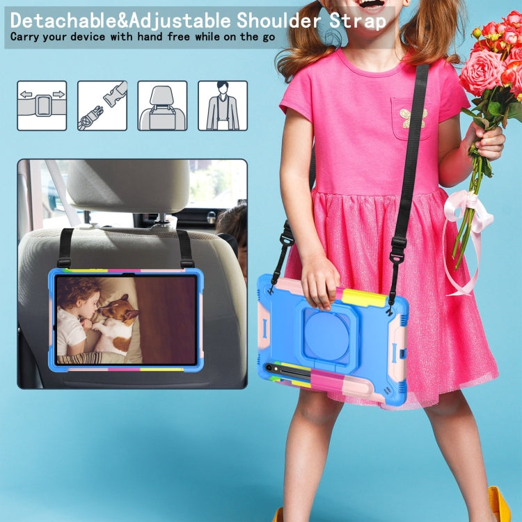 For Samsung Galaxy Tab S9 FE / S9 Handle Robot Silicone Hybrid PC Tablet Case(Camouflage Blue)