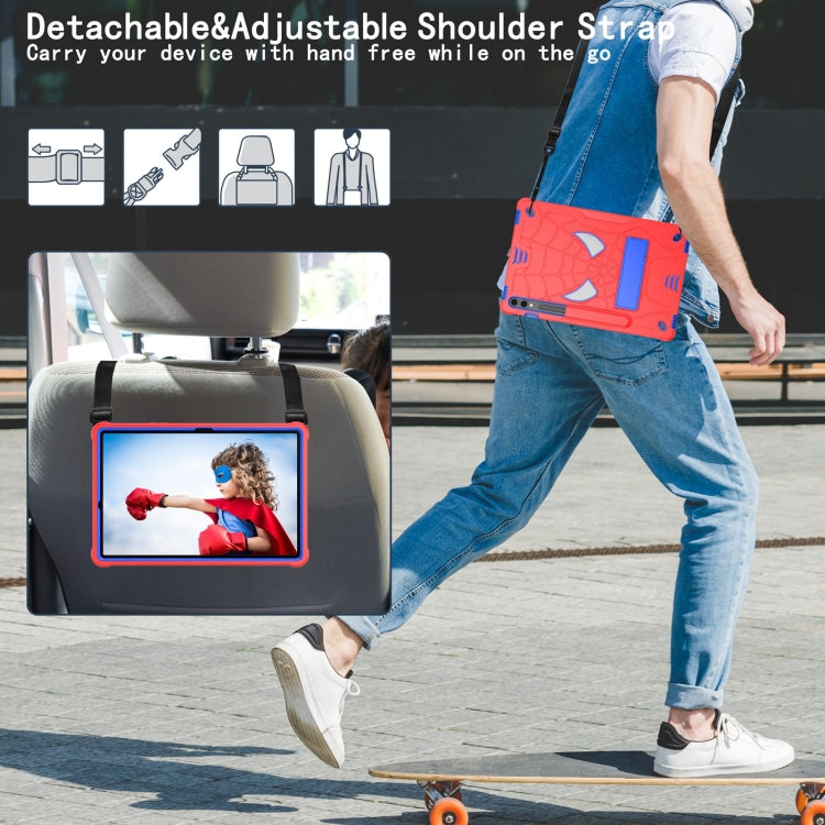 For Samsung Galaxy Tab S9 FE+ / S9+ Fold-Holder Spider Silicone Hybrid PC Tablet Case(Red Blue)