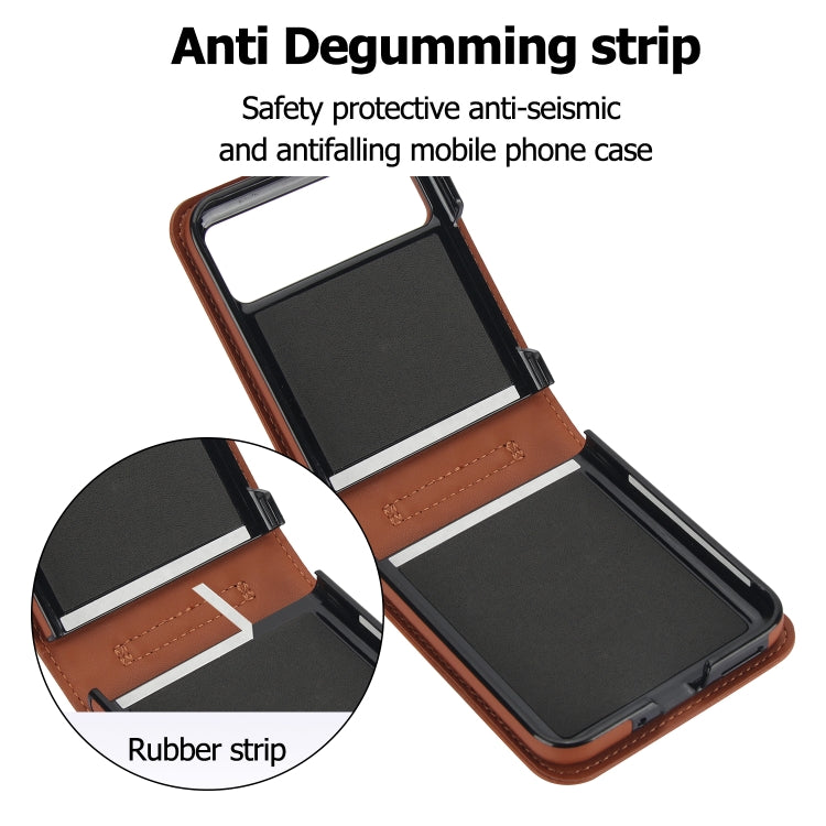 For Motorola Razr 40 Rhombic Texture Phone Case with Long & Short Lanyard(Brown) - Motorola Cases by PMC Jewellery | Online Shopping South Africa | PMC Jewellery | Buy Now Pay Later Mobicred