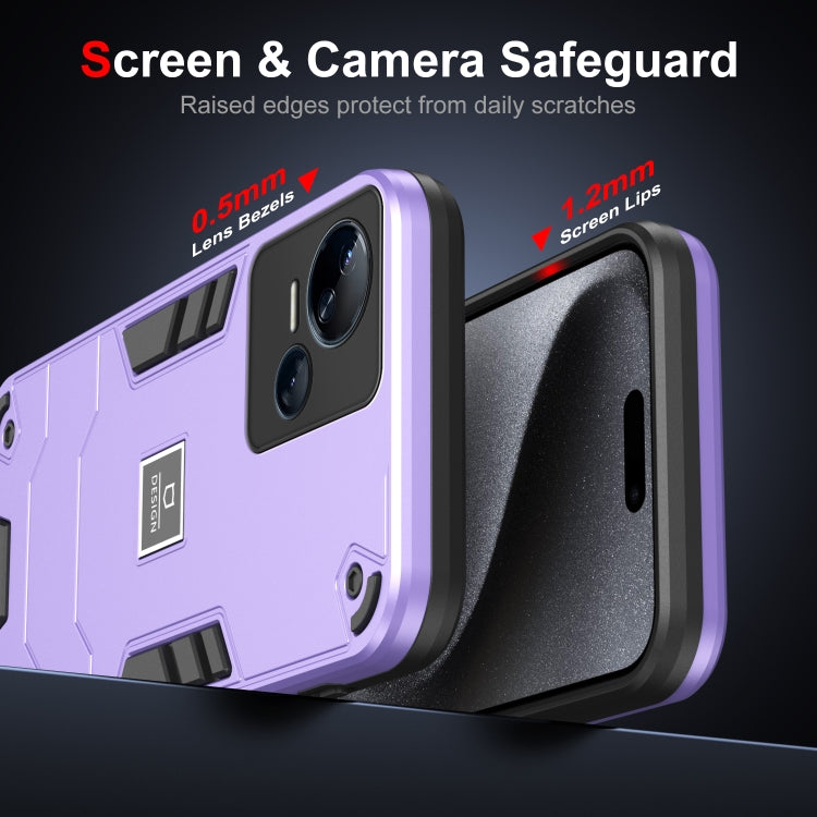 For Tecno Spark 10 5G 2 in 1 Shockproof Phone Case(Purple)