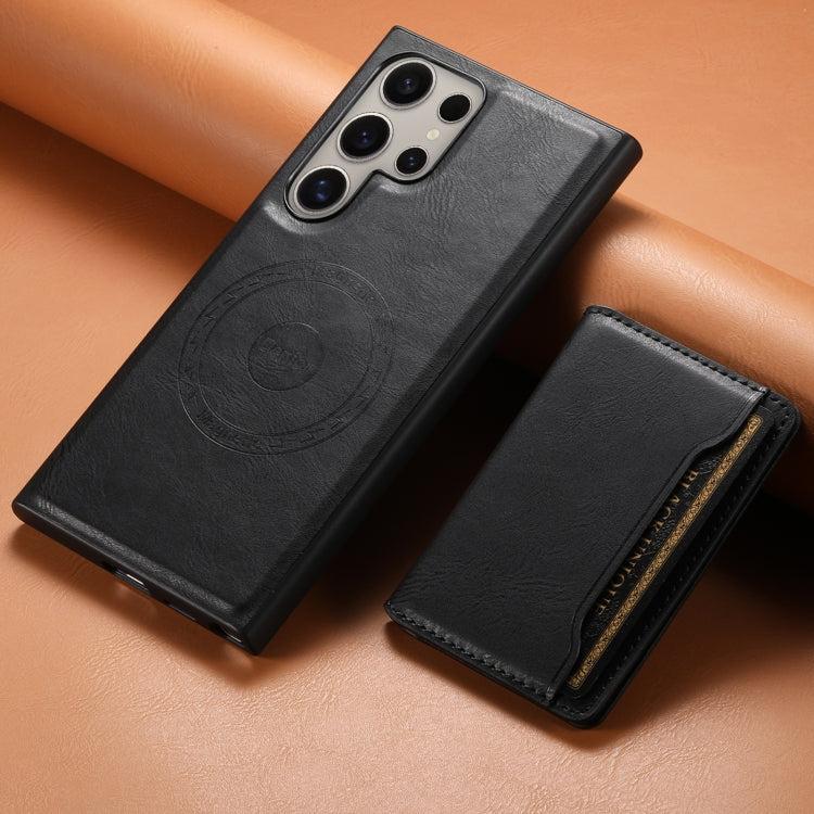 For Samsung Galaxy S23 Ultra 5G Denior Cowhide Texture Leather MagSafe Detachable Wallet Phone Case(Black)