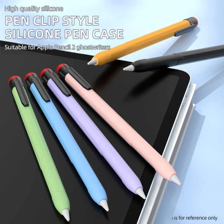 For Apple Pencil 2 Pen Clip Silicone Stylus Pen Protective Case(Purple)