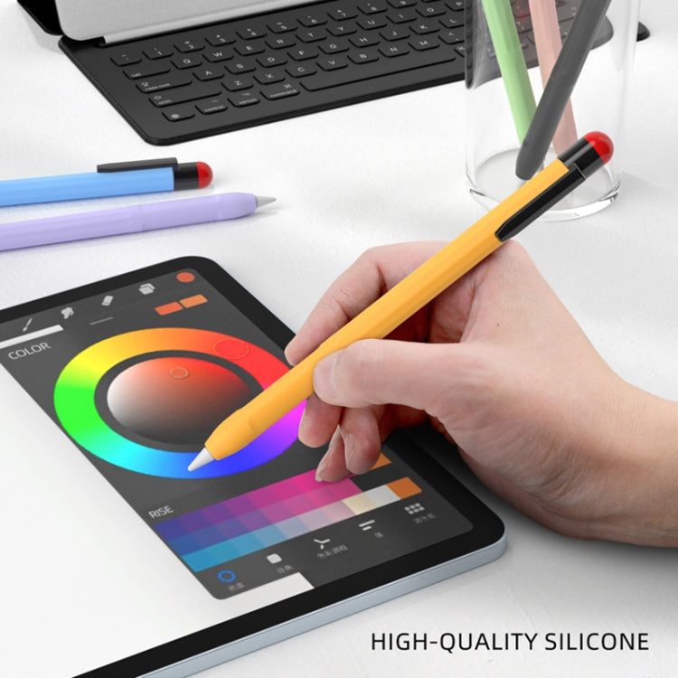 For Apple Pencil 2 Pen Clip Silicone Stylus Pen Protective Case(Sky Blue)