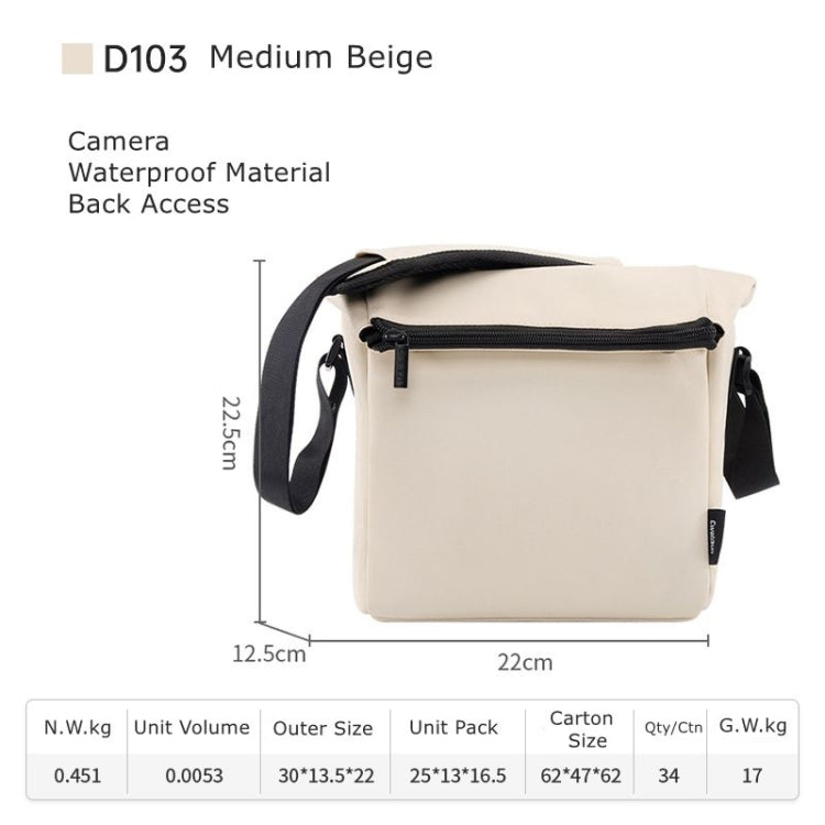 Cwatcun D103 Crossbody Camera Bag Photography Lens Shoulder Bag, Size:22.5 x 22.5 x 12.5cm(Beige) - free shipping - PMC Jewellery - Order now!
