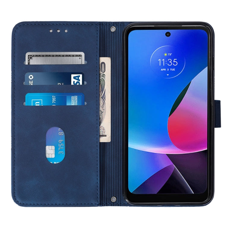 For Motorola Moto G Play 4G 2024 Crossbody 3D Embossed Flip Leather Phone Case(Blue)
