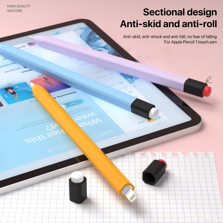 For Apple Pencil 1 Retro Pencil Style Liquid Silicone Stylus Case(Grey)