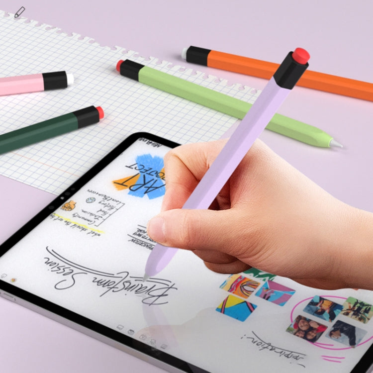 For Apple Pencil 1 Retro Pencil Style Liquid Silicone Stylus Case(Pink) - Pencil Accessories by PMC TechLife | Online Shopping South Africa | PMC TechLife | Buy Now Pay Later Mobicred