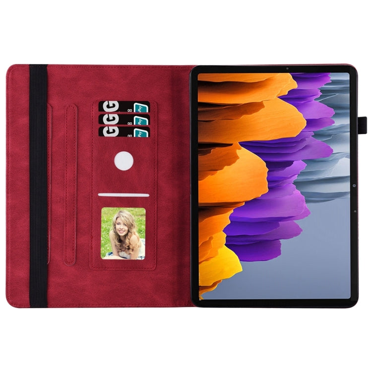 For Samsung Galaxy Tab S9 Ultra / S8 Ultra Big Butterfly Embossed Leather Tablet Case(Red)
