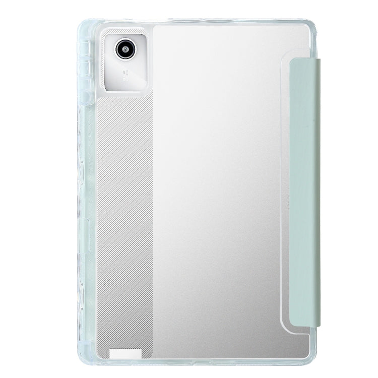 For Lenovo Tab M11 /Xiaoxin Pad 11 2024 Clear Acrylic 3-Fold Leather Tablet Case(Green)