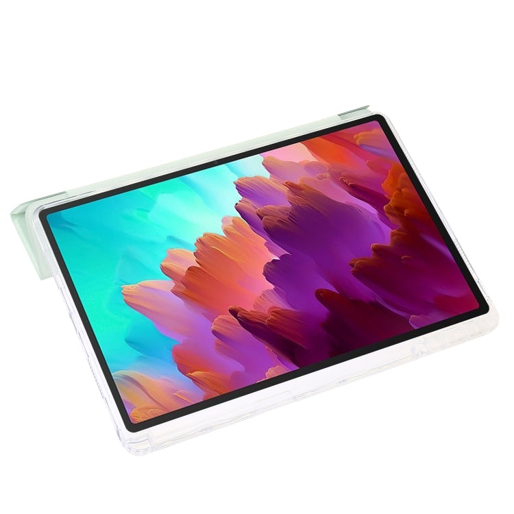 For Lenovo Tab M11 /Xiaoxin Pad 11 2024 Clear Acrylic 3-Fold Leather Tablet Case(Green) - Lenovo by PMC Jewellery | Online Shopping South Africa | PMC Jewellery | Buy Now Pay Later Mobicred