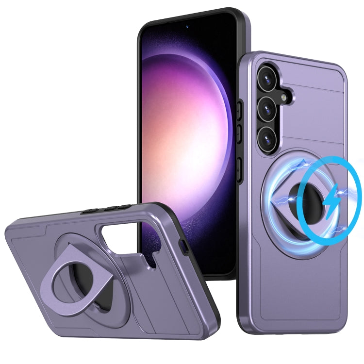 For Samsung Galaxy S24 5G Armor MagSafe Ring Holder Phone Case(Puple)