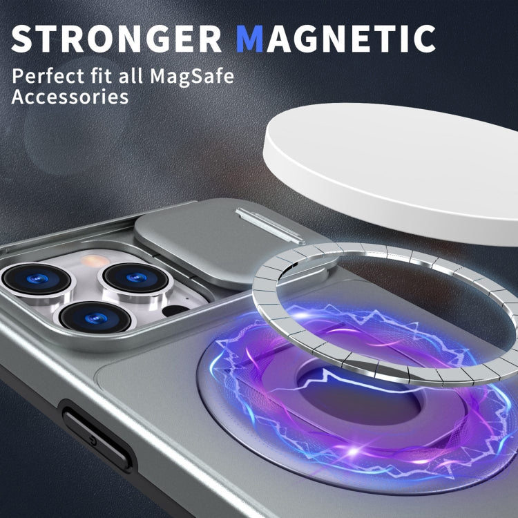 For iPhone 15 Plus Camshield MagSafe Ring Holder Armor Phone Case(Titanium Grey)