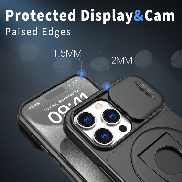 For iPhone 12 Camshield MagSafe Ring Holder Armor Phone Case(Black)