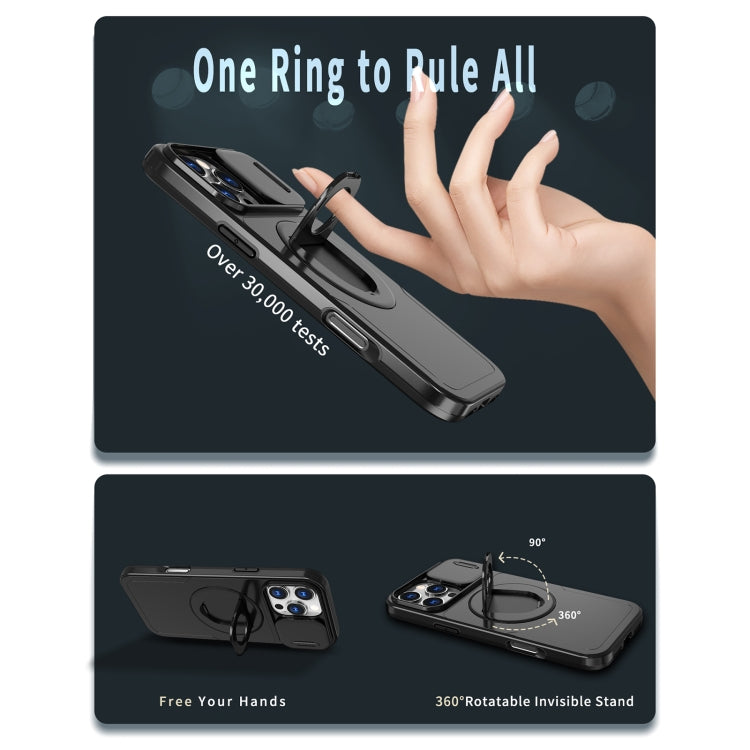 For iPhone 16 Pro Max Camshield MagSafe Ring Holder Armor Phone Case(Black) - iPhone 16 Pro Max Cases by PMC TechLife | Online Shopping South Africa | PMC TechLife | Buy Now Pay Later Mobicred