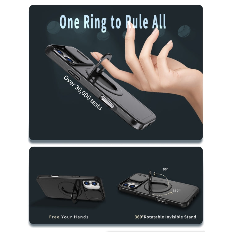 For iPhone 16 Plus Camshield MagSafe Ring Holder Armor Phone Case(Black) - iPhone 16 Plus Cases by PMC TechLife | Online Shopping South Africa | PMC TechLife | Buy Now Pay Later Mobicred