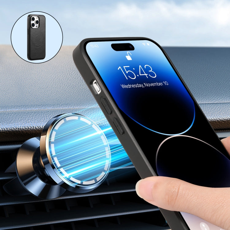 For iPhone 15 Pro Denior Cowhide Texture Leather MagSafe Phone Case(Black) - free shipping - PMC TechLife - Order now!