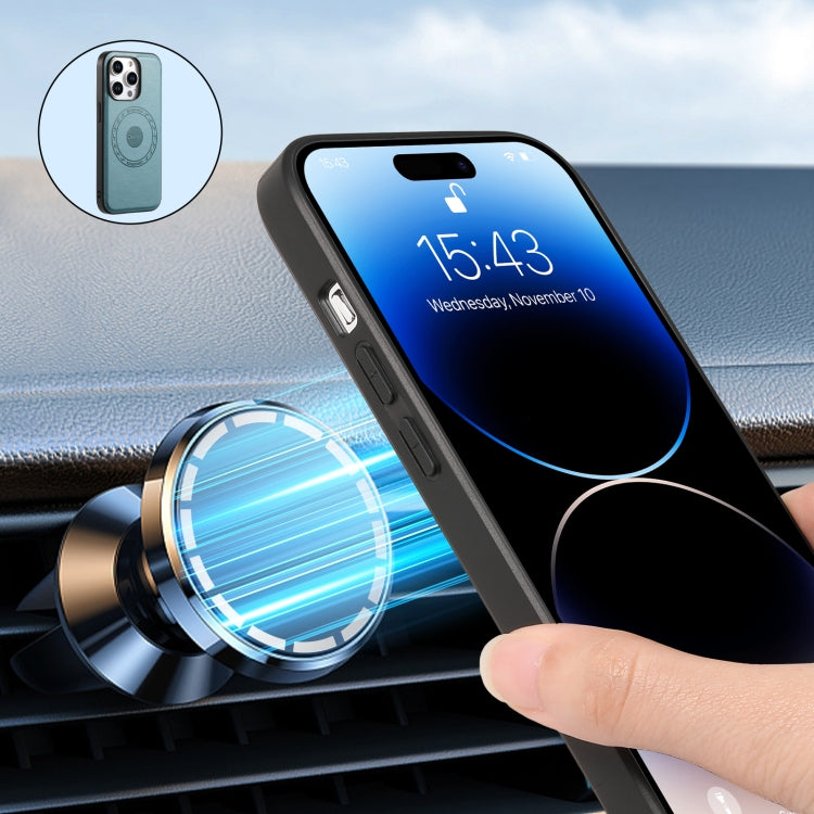 For iPhone 15 Plus Denior Cowhide Texture Leather MagSafe Phone Case(Blue) - free shipping - PMC TechLife - Order now!