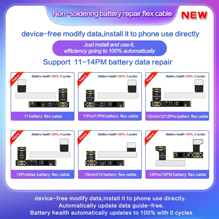 For iPhone 12 Pro Max I2C External Battery Repair Cable - free shipping - PMC TechLife - Order now!