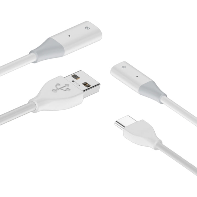 For Apple Pencil 1 USB-C / Type-C to 8 Pin Stylus Charging Cable with Indicator Light, Length:0.5m(White)