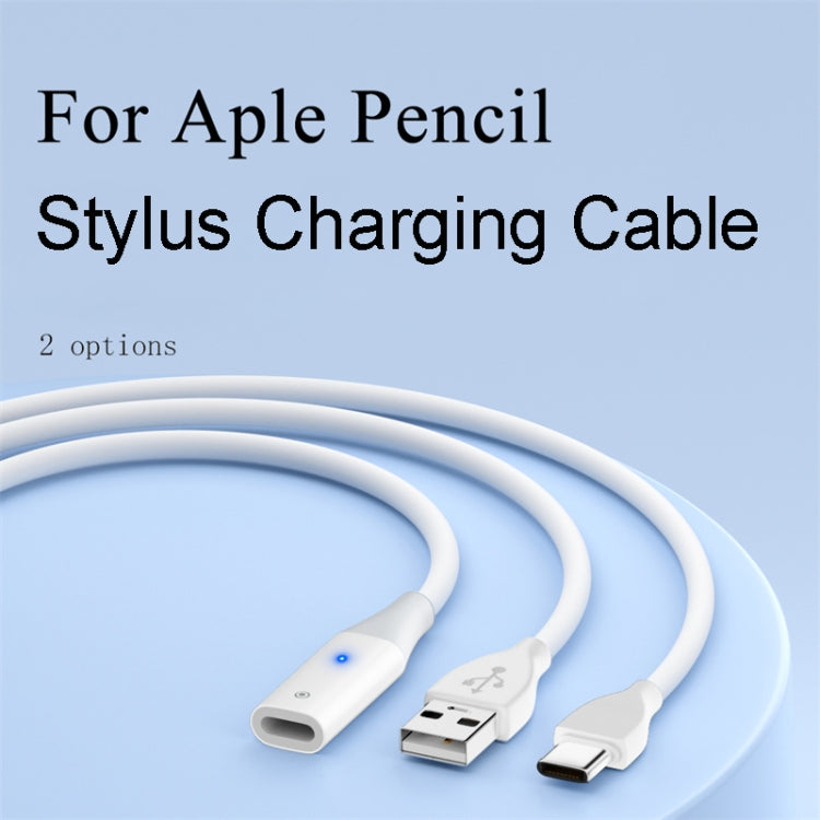For Apple Pencil 1 USB-C / Type-C to 8 Pin Stylus Charging Cable with Indicator Light, Length:0.5m(White)