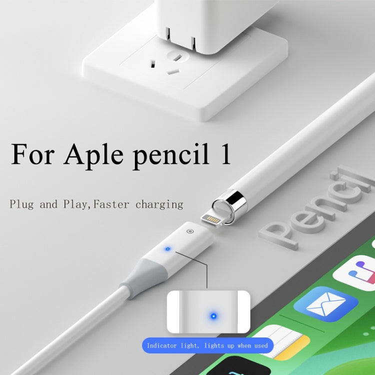For Apple Pencil 1 USB-C / Type-C to 8 Pin Stylus Charging Cable with Indicator Light, Length:0.5m(White)