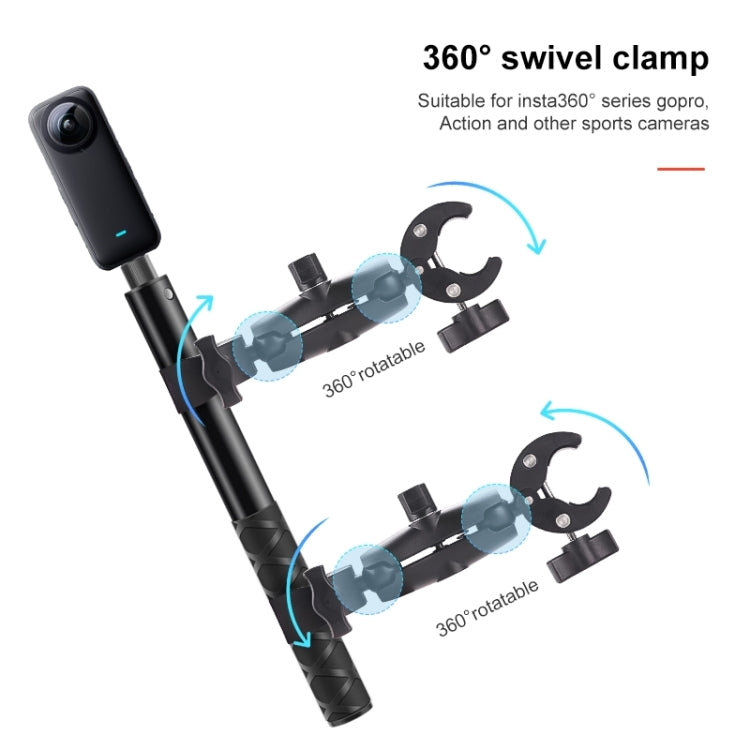 Dual-heads Crab & Single Heads Motorcycle Clamps Handlebar Fixed Mount 3-stage Telescopic Selfie Stick - free shipping - PMC Jewellery - Order now!