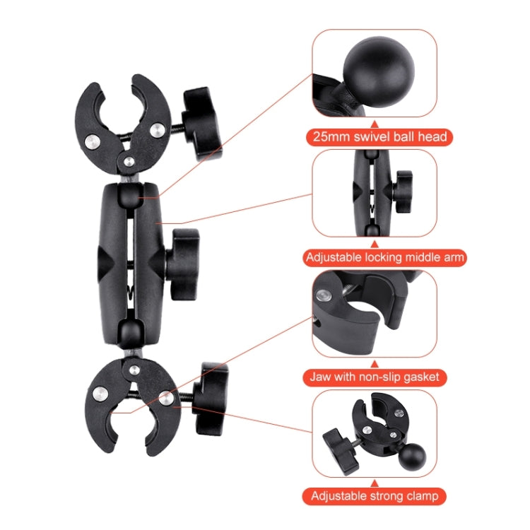 Dual-heads Crab & Single Heads Motorcycle Clamps Handlebar Fixed Mount 3-stage Telescopic Selfie Stick - free shipping - PMC Jewellery - Order now!