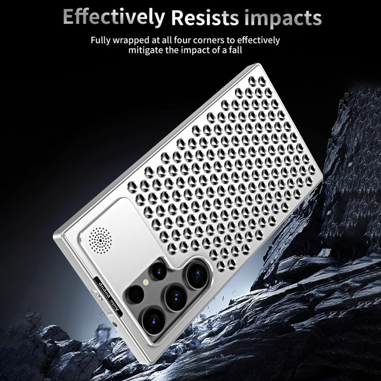 For Samsung Galaxy S24 5G R-JUST RJ58 Aromatherapy Metal Cooling Phone Case(Silver) - free shipping - PMC Jewellery - Order now!