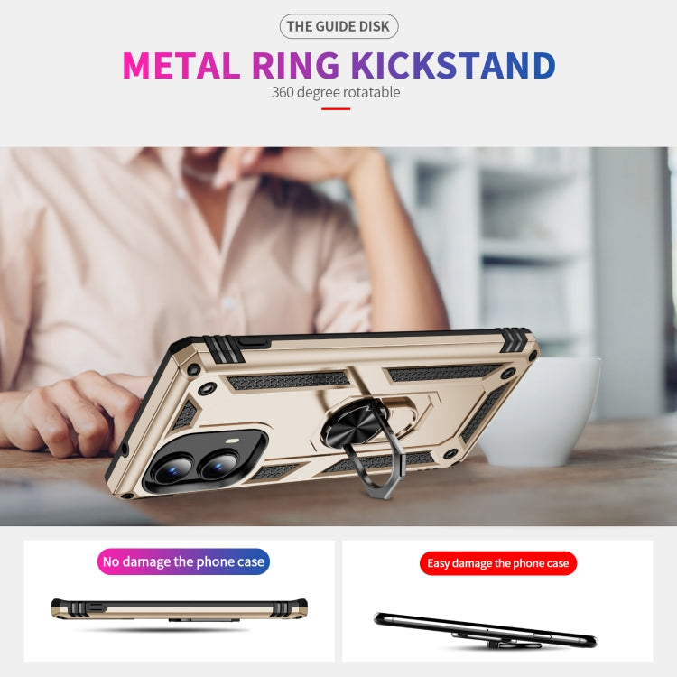 For Motorola Edge 2024 Shockproof TPU + PC Phone Case with Holder(Gold) - Motorola Cases by PMC Jewellery | Online Shopping South Africa | PMC Jewellery | Buy Now Pay Later Mobicred