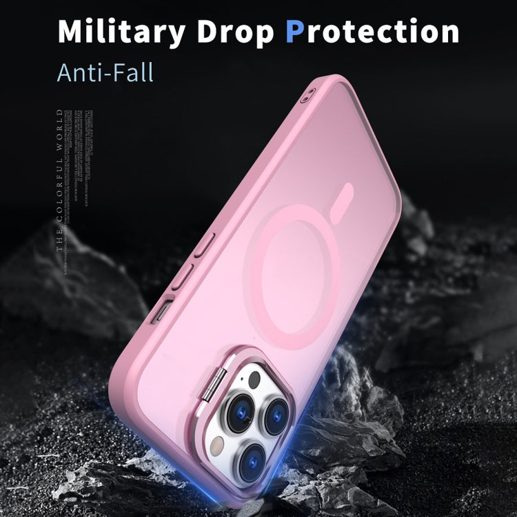 For iPhone 11 Pro Max Metal Invisible Camera Holder MagSafe Magnetic Phone Case(Pink) - iPhone 11 Pro Max Cases by PMC TechLife | Online Shopping South Africa | PMC TechLife