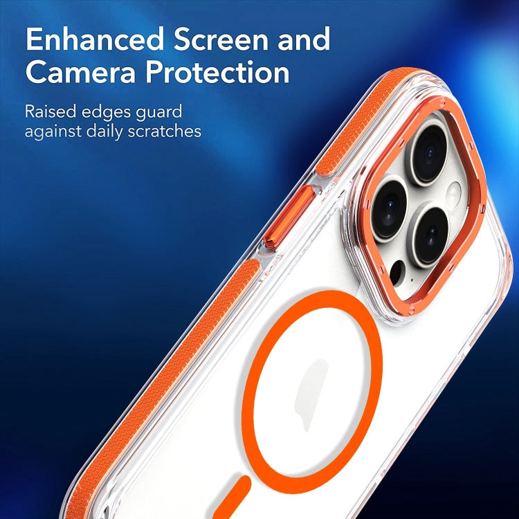 For iPhone 16 Pro Dual-Color Clear Acrylic Hybrid TPU MagSafe Phone Case(Blue)