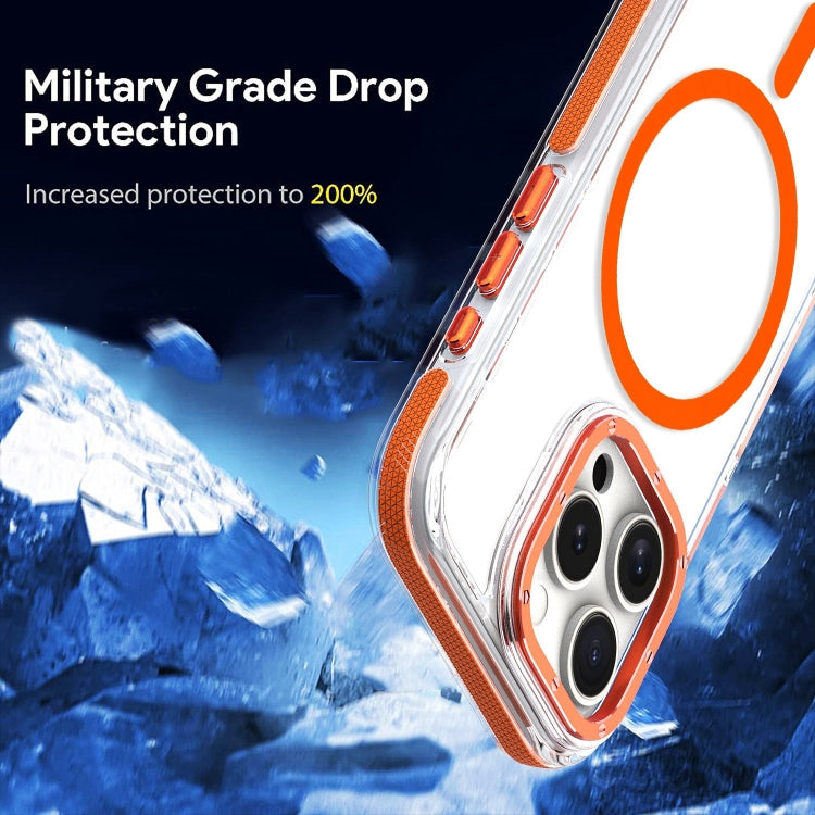For iPhone 16 Pro Dual-Color Clear Acrylic Hybrid TPU MagSafe Phone Case(Blue)
