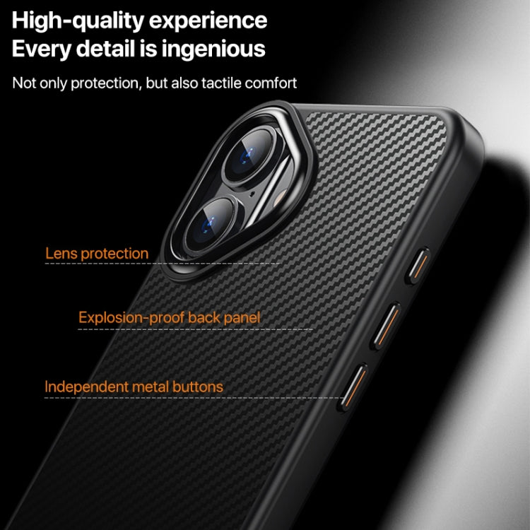 For iPhone 16 Plus Kevlar Fiber Shockproof MagSafe Phone Case(Black)