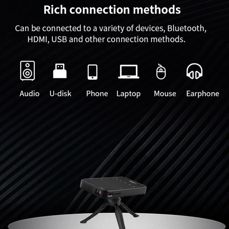 S90 DLP Android 9.0 2GB+32GB 4K Mini WiFi Smart Projector, Power Plug:EU Plug(Black)