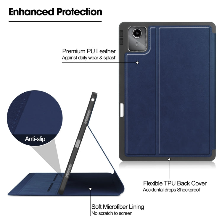 For Lenovo Tab M11/ Xiaoxin Pad 11 2024 Ultimate Pure Color Leather Smart Tablet Case(Dark Blue)