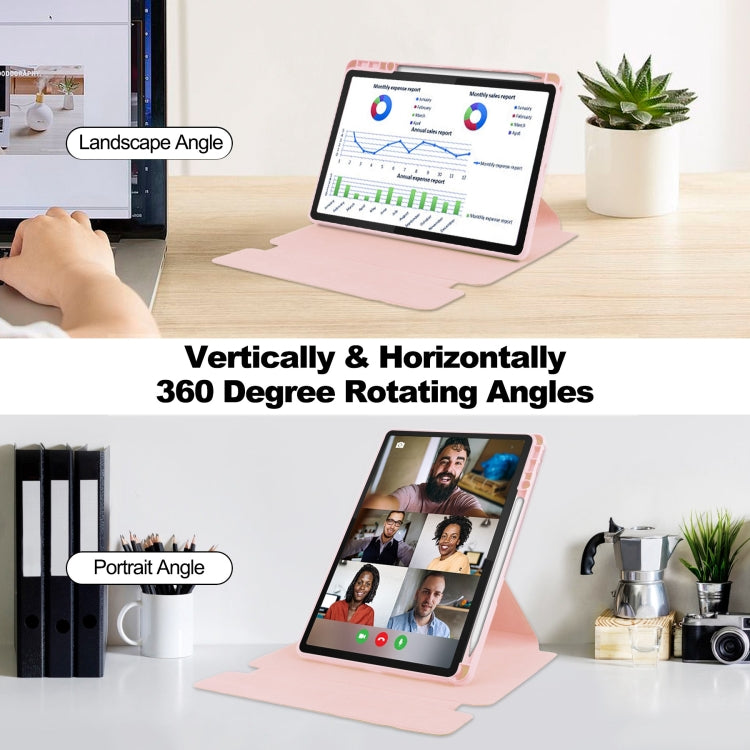 For Lenovo Tab M11/Xiaoxin Pad 11 2024 360 Rotation Transparent Smart Leather Case(Pink) - Lenovo by PMC Jewellery | Online Shopping South Africa | PMC Jewellery | Buy Now Pay Later Mobicred