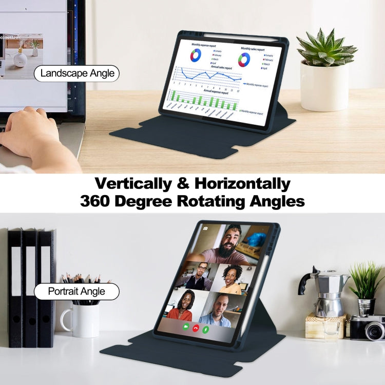 For Lenovo Tab M11/Xiaoxin Pad 11 2024 360 Rotation Transparent Smart Leather Case(Dark Blue)