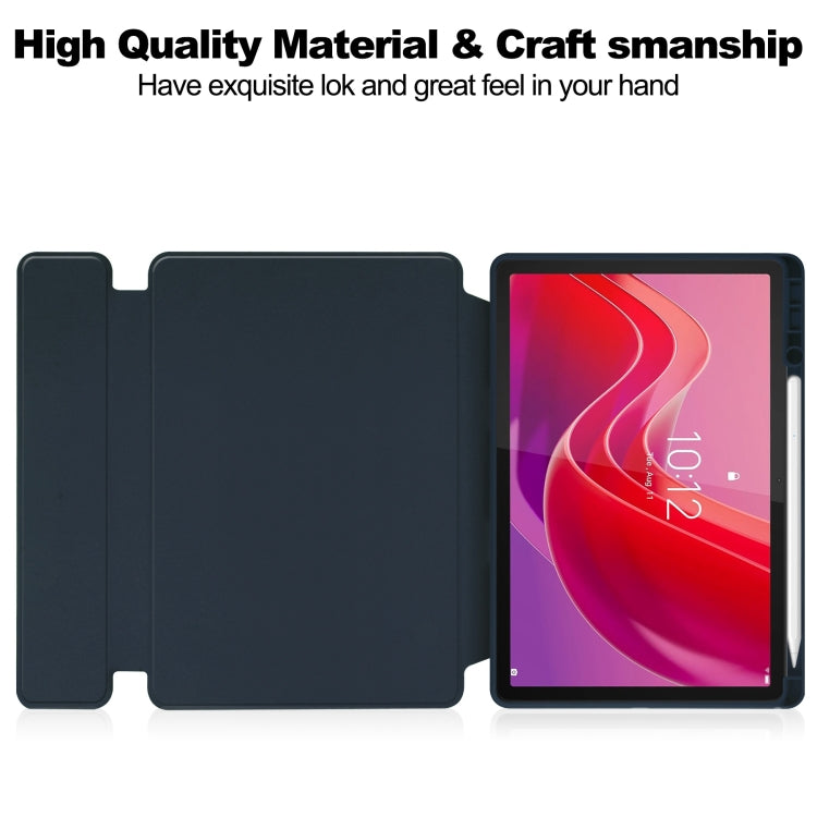 For Lenovo Tab M11/Xiaoxin Pad 11 2024 360 Rotation Transparent Smart Leather Case with Keyboard(Dark Blue)