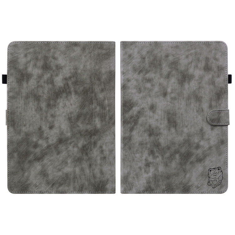For Amazon Kindle Paperwhite 5 2023 2024 Tiger Pattern Flip Leather Tablet Case(Grey)